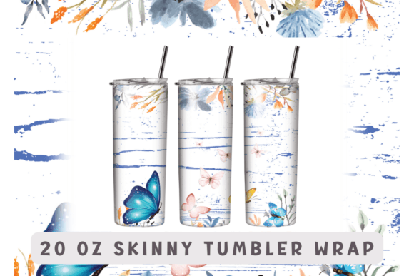 Butterfly Tumbler PNG 20 Oz Skinny: Graphics for Crafts & Branding
