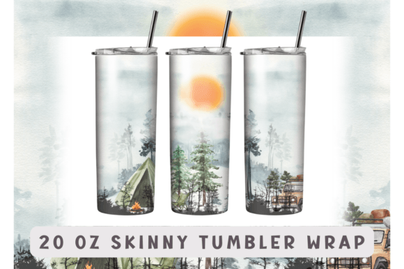 Camping Tumbler Wrap Camper 20oz Skinny Graphics