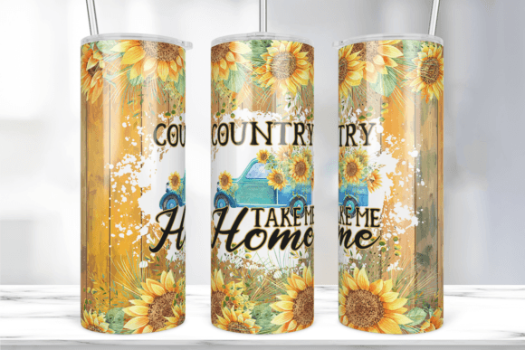 Country Roads Sunflower Tumbler Wrap: Graphics & Print Templates