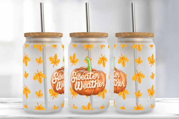 Fall 16 Oz Libbey Glass Can Tumbler Wrap: Graphics & Print Templates