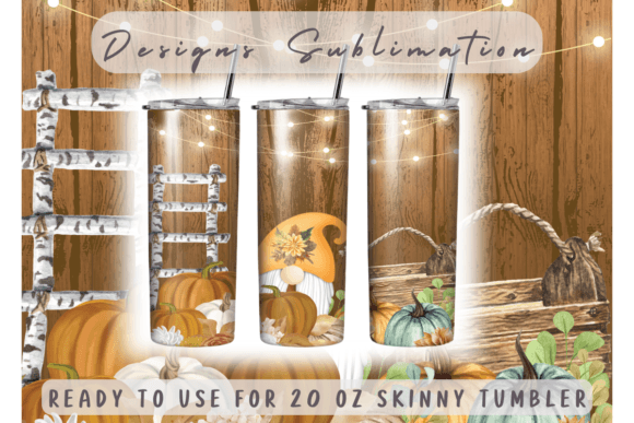 Fall Gnome Sublimation Tumbler Wrap: Graphics & Print Templates