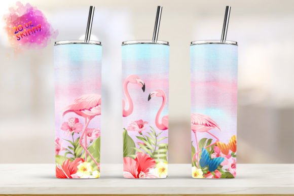 Flamingo Design 20oz Skinny Tumbler Graphics & Print Templates