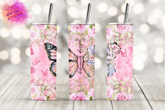 Floral Butterfly 20oz Skinny Tumbler Graphics & Print Templates