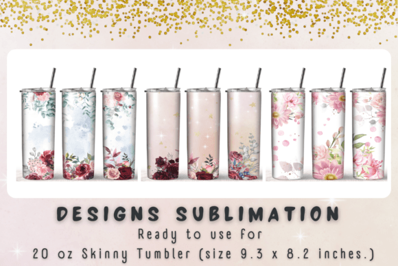 Floral Sublimation Tumbler Wrap: Graphics & Print Templates