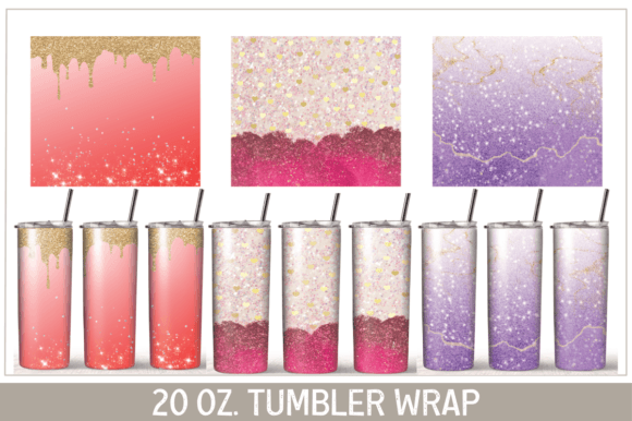 Glitter Christmas Coffee Tumbler Wrap: Graphics & Print Templates