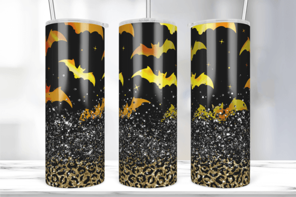 Glitter Halloween Bat Tumbler Wrap: Graphics & Print Templates