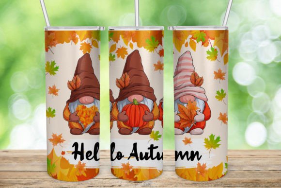 Gnome Autumn Tumbler, Hello Fall Tumbler