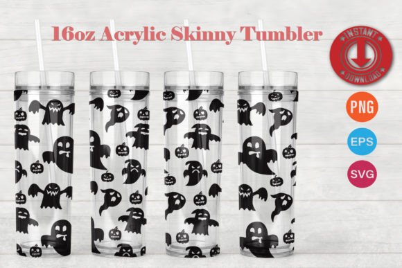 Halloween 16oz Acrylic Skinny Tumbler 2 Graphics for Crafts
