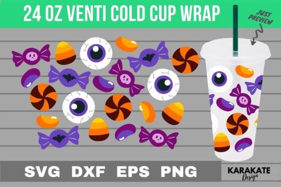 Halloween Candy 24 Oz Venti Cup Wrap: Graphics for Crafts & Campaigns
