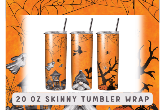 Halloween Gnome Tumbler Sublimation Wrap: Graphics for Crafts & Content
