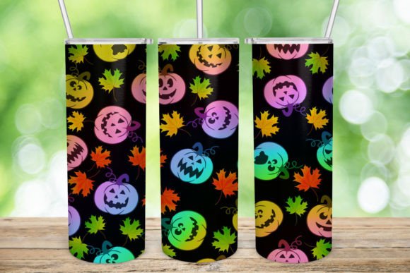 Halloween Pumpkin Colorful Tumbler Wrap Graphics