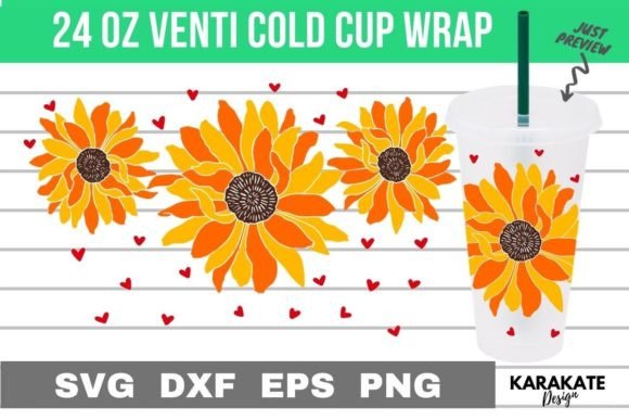 Heart Sunflower Venti Cup Wrap: Graphics for Crafts-Driven Branding