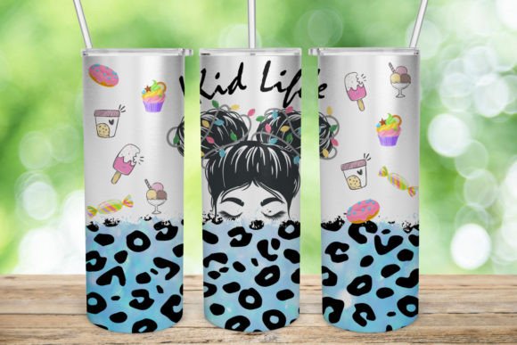 Kid Life Messy Bun Leopard Tumbler Wrap Graphics
