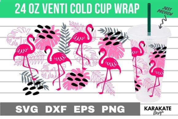Monstera Flamingo Cup Wrap: Graphics for Crafts & Content