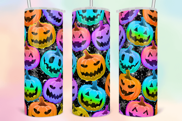 Multicolored Halloween Pumpkin Tumbler Graphics for Crafts