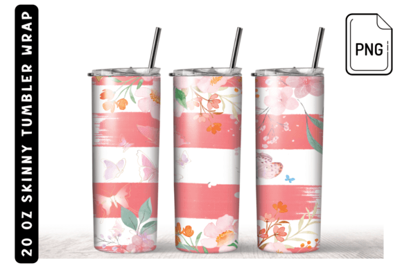 Pink Butterfly Watercolor Tumbler Wrap: Graphics for Crafts