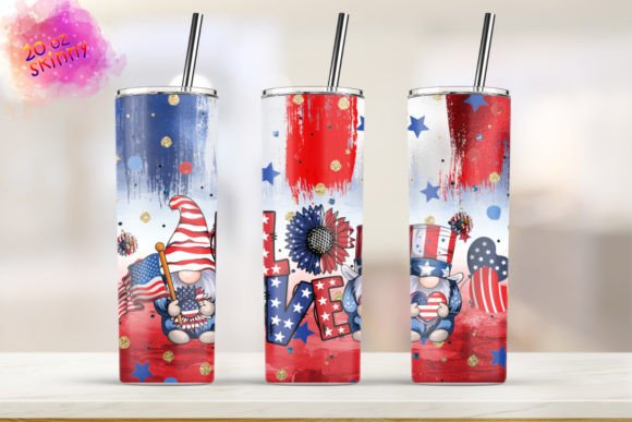 Skinny Tumbler 4th of July Gnomes: Graphics & Print Templates