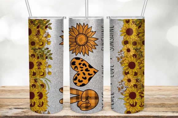 Sunflower Tumbler Peace Love Sunshine Graphics