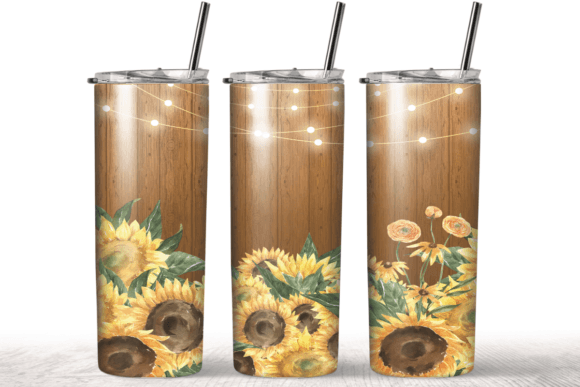 Sunflowers Fall Vintage 20 Oz Tumbler Graphics & Print Templates