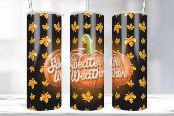Sweater Weather Fall Tumbler Wrap: Graphics & Print Templates