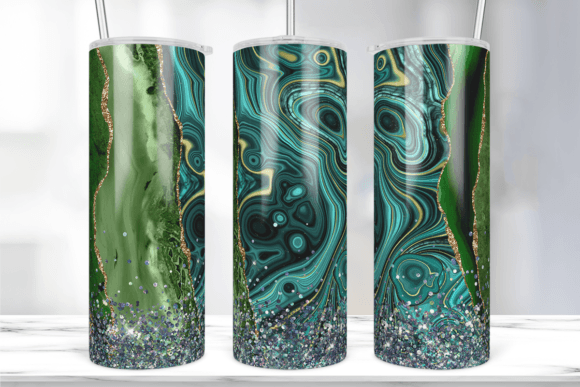 Turquoise Peacock Glitter Tumbler Wrap: Graphics & Print Templates