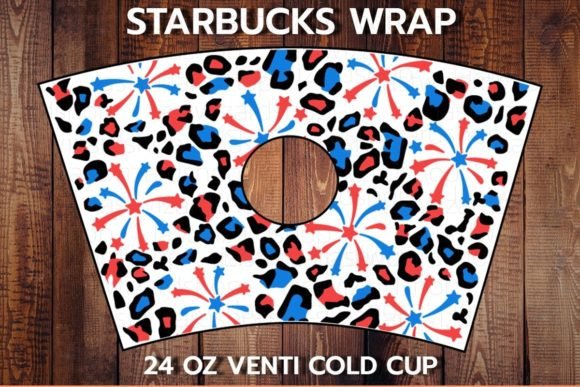 USA Firework with Leopard 24oz Cold Cup Graphics